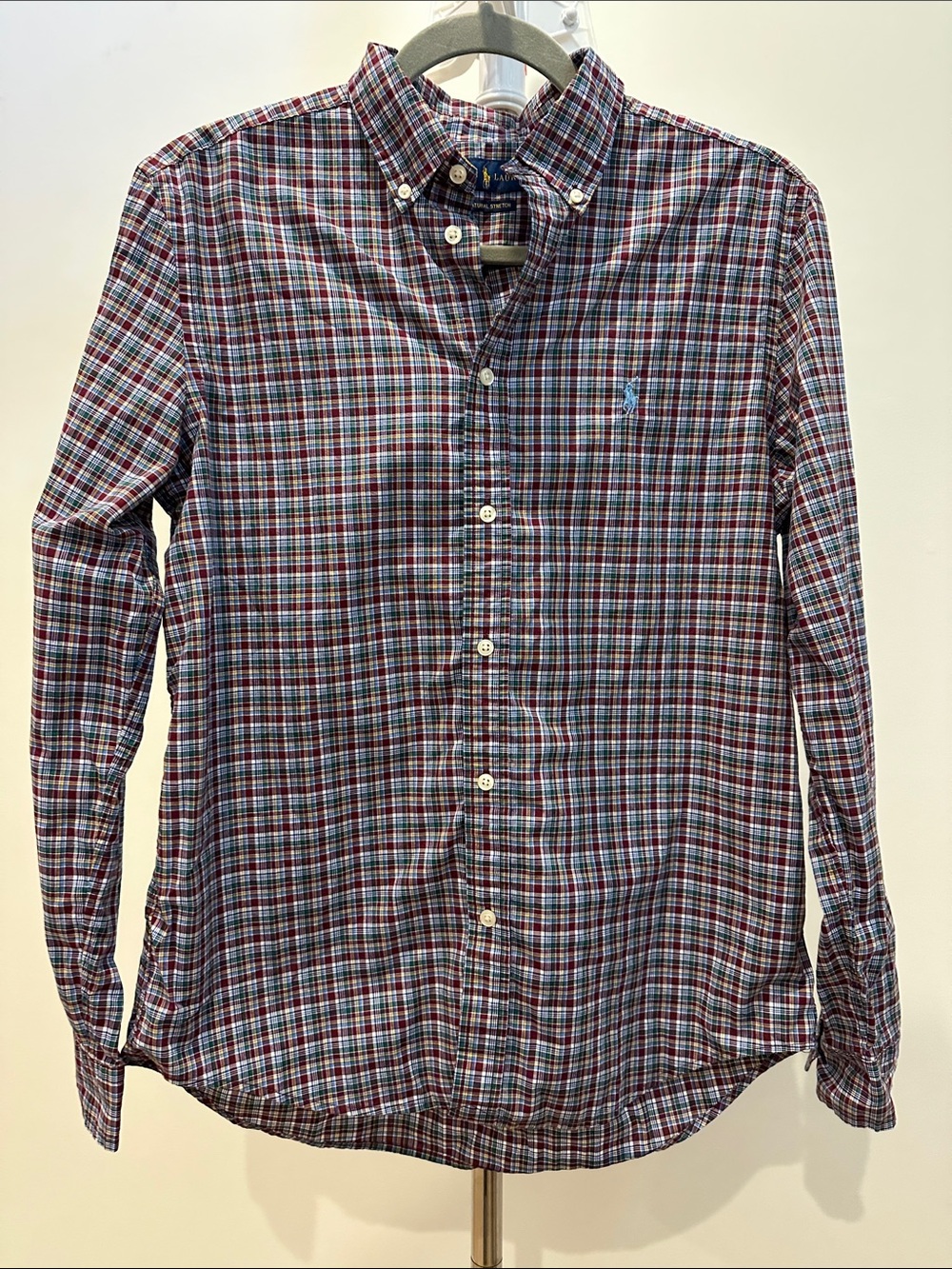 Ralph Lauren Maroon Red and Blue Plaid Button-Down Shirt | Boys XL 18-20